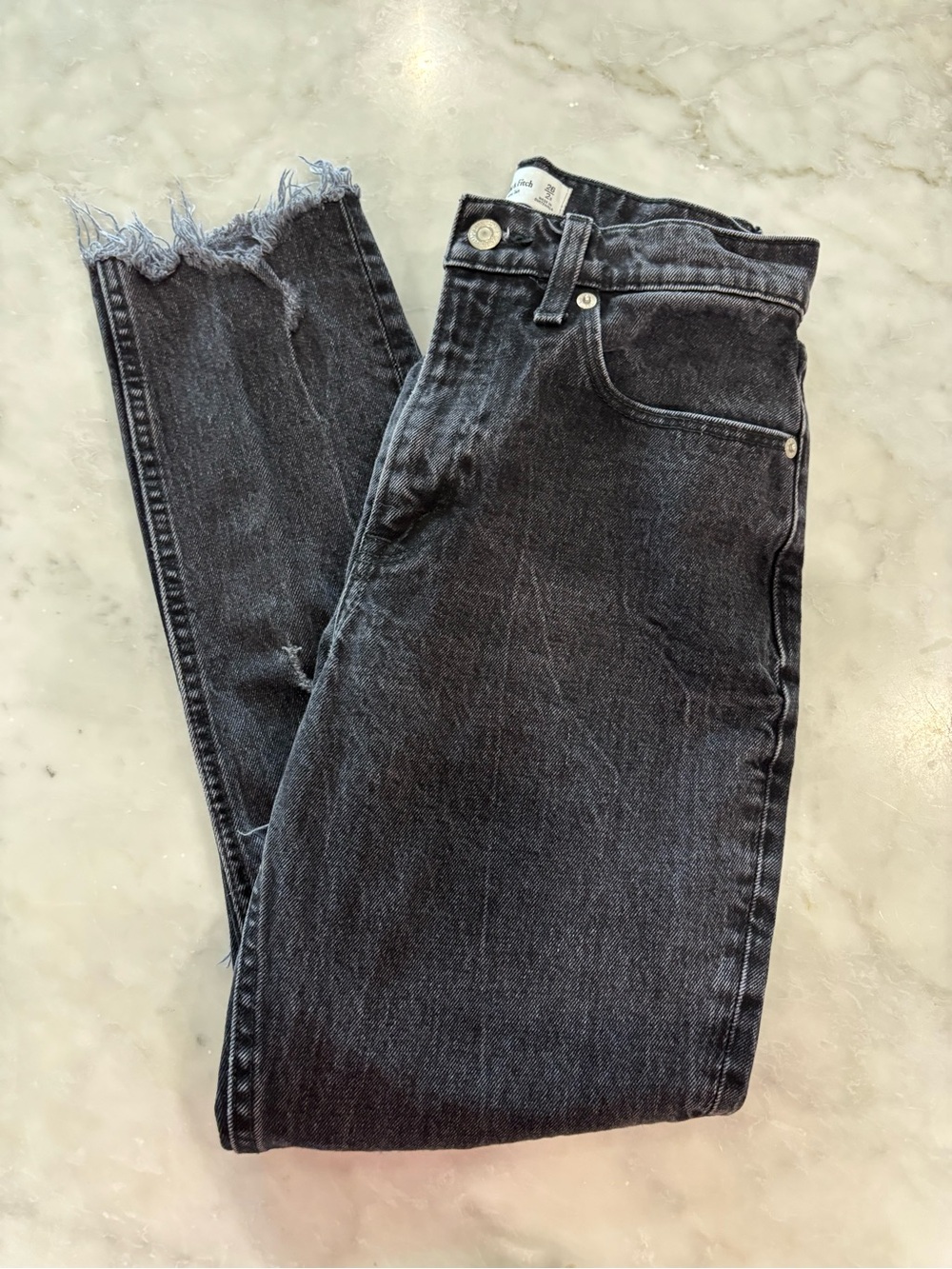 Abercrombie & Fitch Charcoal Black High-Rise Mom Jeans